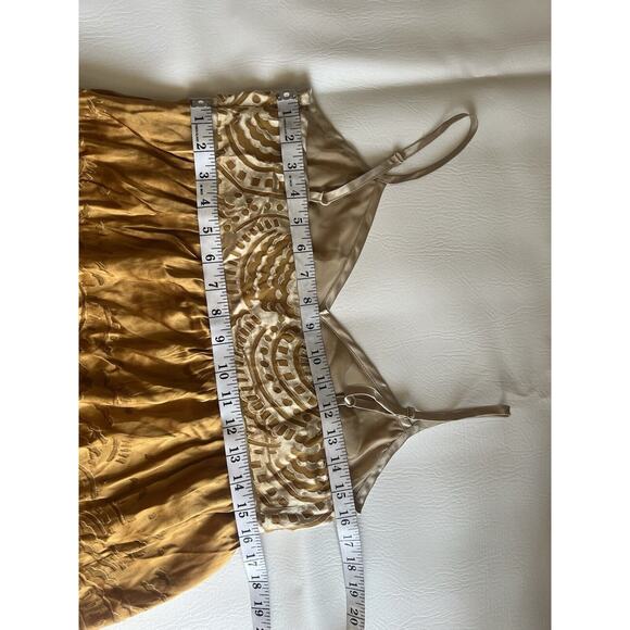 The Limited Gold Mustard Semi-sheer Y2K Tank Babydoll Fairy silk Blend Sz.‎ M - Picture 7 of 7